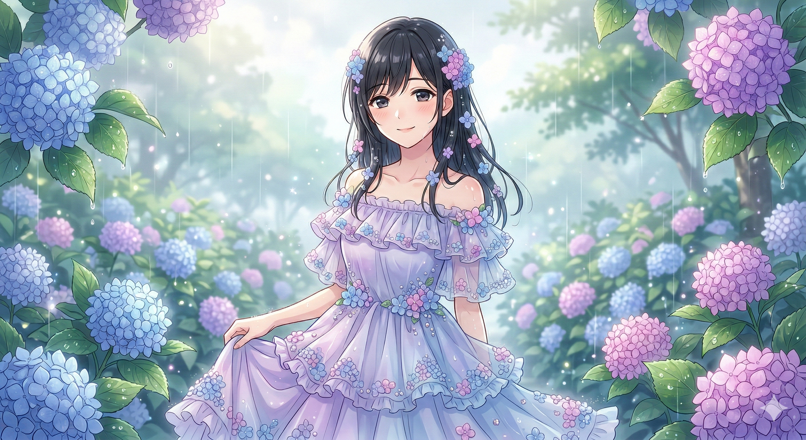 紫陽花の妖精衣装に身を包んだイヨリ